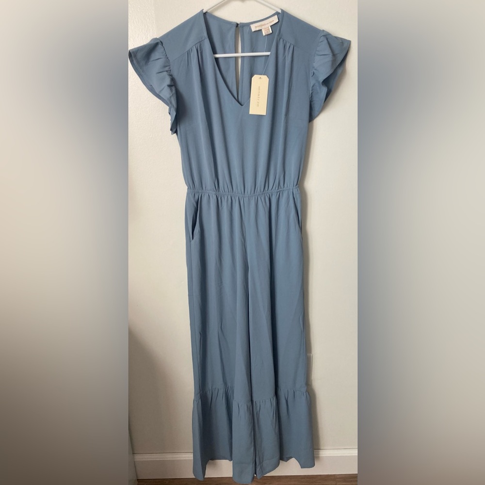 #126. 🆕 NWT Monteau, Flutter Sleeve Jumpsuit, Size S, Blue, (Women)